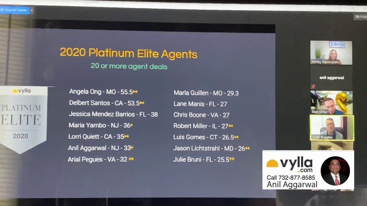 Anil Aggarwal Ranked as Top Performer Gold Elite Member, in nationwide company sales, as part of the Vylla Elite Performers Club