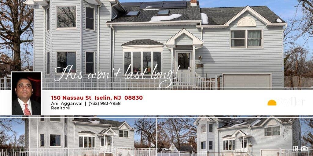 150 Nassau St, Iselin in Woodbridge Twp., NJ 08830-2215 (ispricedtosell.com) sold by Realtor Anil Aggarwal